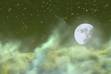 Wall Mural - visionary haze with moon with stars design abstract background for decorating purposes