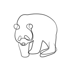 Wall Mural - Panda bear continuous line art drawing