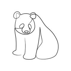 Wall Mural - Panda bear continuous line art drawing