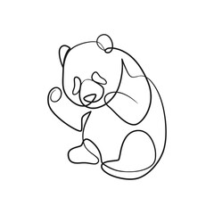 Wall Mural - Panda bear continuous line art drawing