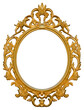 Blank wooden golden baroque frame - concept with central copy space
