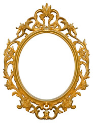 Wall Mural - Blank wooden golden baroque frame - concept with central copy space