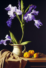 Iris Flower On Dark, Painting