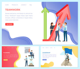 Wall Mural - Idea for business teamwork, creative innovation. Successful mission of team landing page template. People develop business together make decisions, partnership and cooperation. Planning and leadership