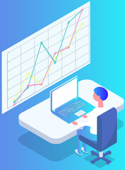 Poster - analytics information and development statistics. web analysis measure, product testing technology. 