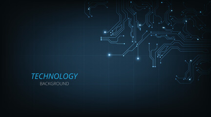 Poster - Electronic circuit board on dark blue background.Vector abstract technology illustration Circuit board.High tech connection system.Technology style modern concept.