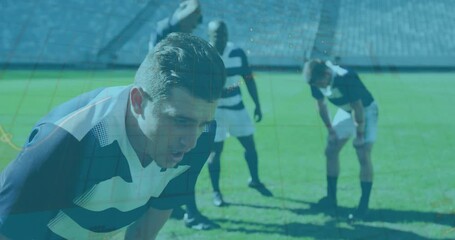 Sticker - Animation of statistics and data processing over diverse rugby players