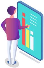 Poster - analytics information and development statistics. web analysis measure, product testing technology. 