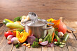 Preparation of vegetable soup (casserole and vegetables)