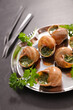 escargot de bourgogne- snail cooked with butter and parsley