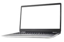 Laptop Computer With Blank Screen Isolated On White Background.