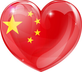 Canvas Print - China flag love heart