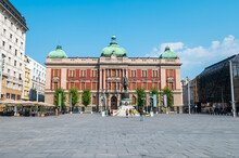 National Museum And Republic Square In Belgrade Downtown Of Serbian Capital