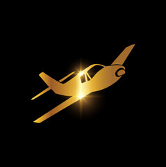 Wall Mural - Golden Plane Travel Tourism Logo Sign