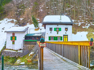 Wall Mural - Old houses and bridge, Ebensee, Salzkammergut, Austria