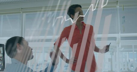 Aufkleber - Animation of graph over disabled caucasian man with diverse business colleagues