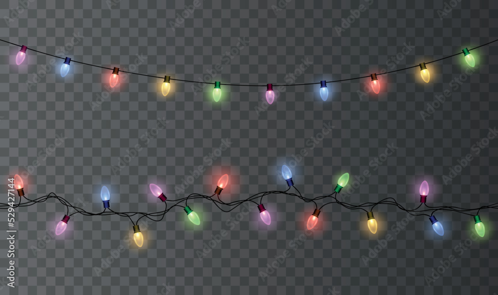 Vector shiny set of seamless light garlands - christmas decoration ...