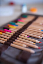 Closeup Of Sharpened Pencils Of Different Colors