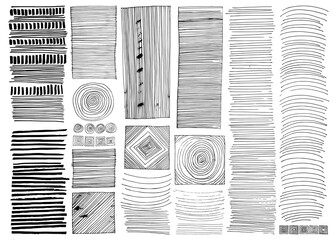 Poster - vector set of grungy hand drawn textures. lines, circles, smears, waves, brush strokes, triangles. h