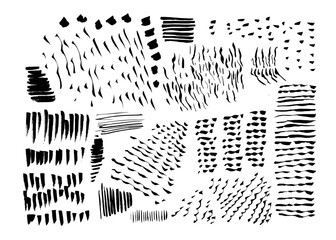 Wall Mural - vector set of grungy hand drawn textures. lines, circles, smears, waves, dots, brush strokes. hand d