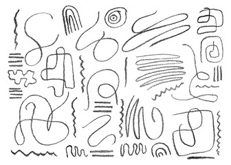 Wall Mural - vector set of artistic hand drawn lines, waves, abstract rainbows organic shapes on eggshel-ltexture