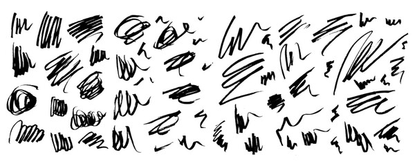 Wall Mural - vector set of expressive artistic grungy hand drawn lines, smears, scribbles, waves, brush strokes. 