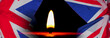 Leinwandbild Motiv Mourning UK.Death of Queen Elizabeth.queen britain  mourning.Sorrow.Symbol of UK flag,crown and burning candle.Mourning and mourning banne