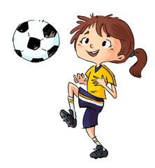 Sticker - Illustration of girl soccer player doing tricks with soccer ball