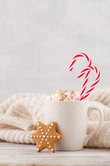 Wall Mural - Christmas candy cane cozy background.