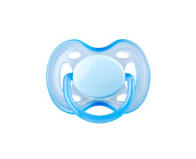 Blue Pacifier Isolated On Transparent Background. 