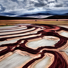 Wall Mural - Mysterious land formations. Mines. Pollution. Arid. Geology.