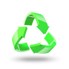 Recycle, arrow and green sign for sustainability icon, vector or logo on a png, transparent and mockup or isolated background. 3d, recycling design for clean energy and an eco friendly brand or emoji