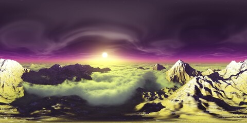 Wall Mural - alien landscape, HDRI, equidistant projection, Spherical panorama, panorama 360, environment map, 3d rendering