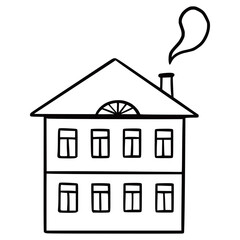 Poster - Hand drawn cute house. Doodle sketch style home. House building with window, roof. Vector illustration for home icon.