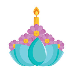 Sticker - loy krathong candle with flower