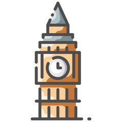 Wall Mural - big ben line color icon