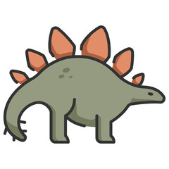 Wall Mural - stegosaurus line color icon