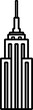 outline simplicity drawing of empire state building landmark front elevation view.