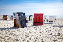 Red And White Beach Hut With Blue Sky