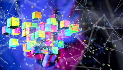 Internet infrastructure concept. Abstract technology background. 3D rendering.