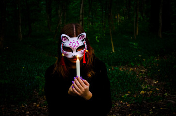 Wall Mural - girl with a mask