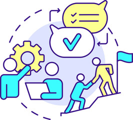 Poster - Leading teams concept icon. Reaching corporate goals. Project management abstract idea thin line illustration. Isolated outline drawing