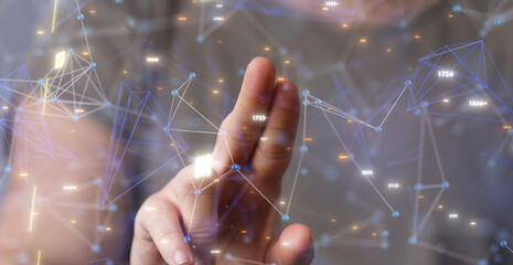 Wall Mural - Digital technology background. Network connection dots and lines.