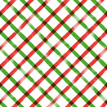 Christmas Plaid Stripes Pattern, Seamless Brush Texture Gingham Background, Red And Green Geometric Tartan, Gift Paper Vector