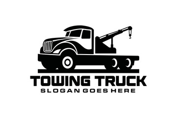 Towing truck service logo vector for transportation company. Heavy equipment template vector illustration for your brand.