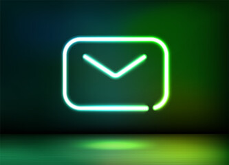 Poster - Neon glowing email icon. 3d vector illustration