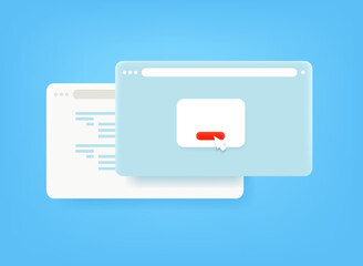 Poster - Browser windows with cursor on a button. Using internet concept. 3d vector illustration