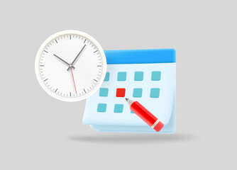 Poster - Calendar icon. 3d vector illustration