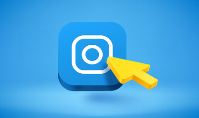 Poster - Pressing on image gallery app icon. 3d vector illustration