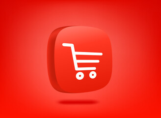 Aufkleber - Red internet shop button on red backgrond. 3d vector illustration